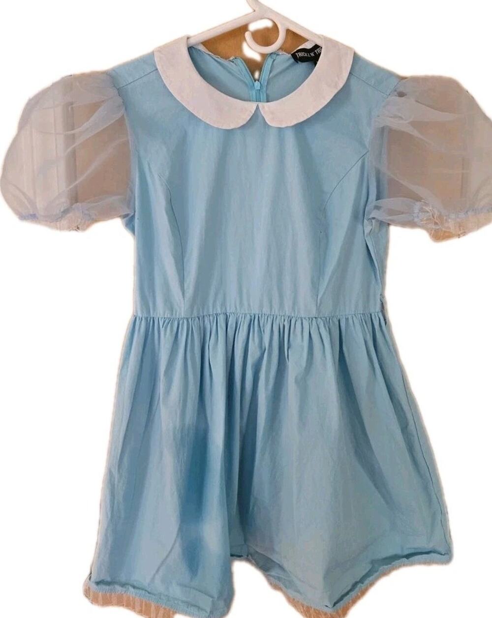 Twins shining costume dress Sz L Trick N Treats Peter Pan collar Organza Sleeves